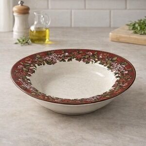 Certified Intl Fruit Garland Soup Bowl 8.75 Inch Porcelain Rimmed